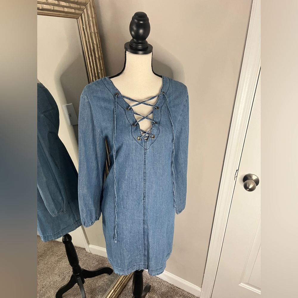 Copper Key Blue Lace-Up Dress